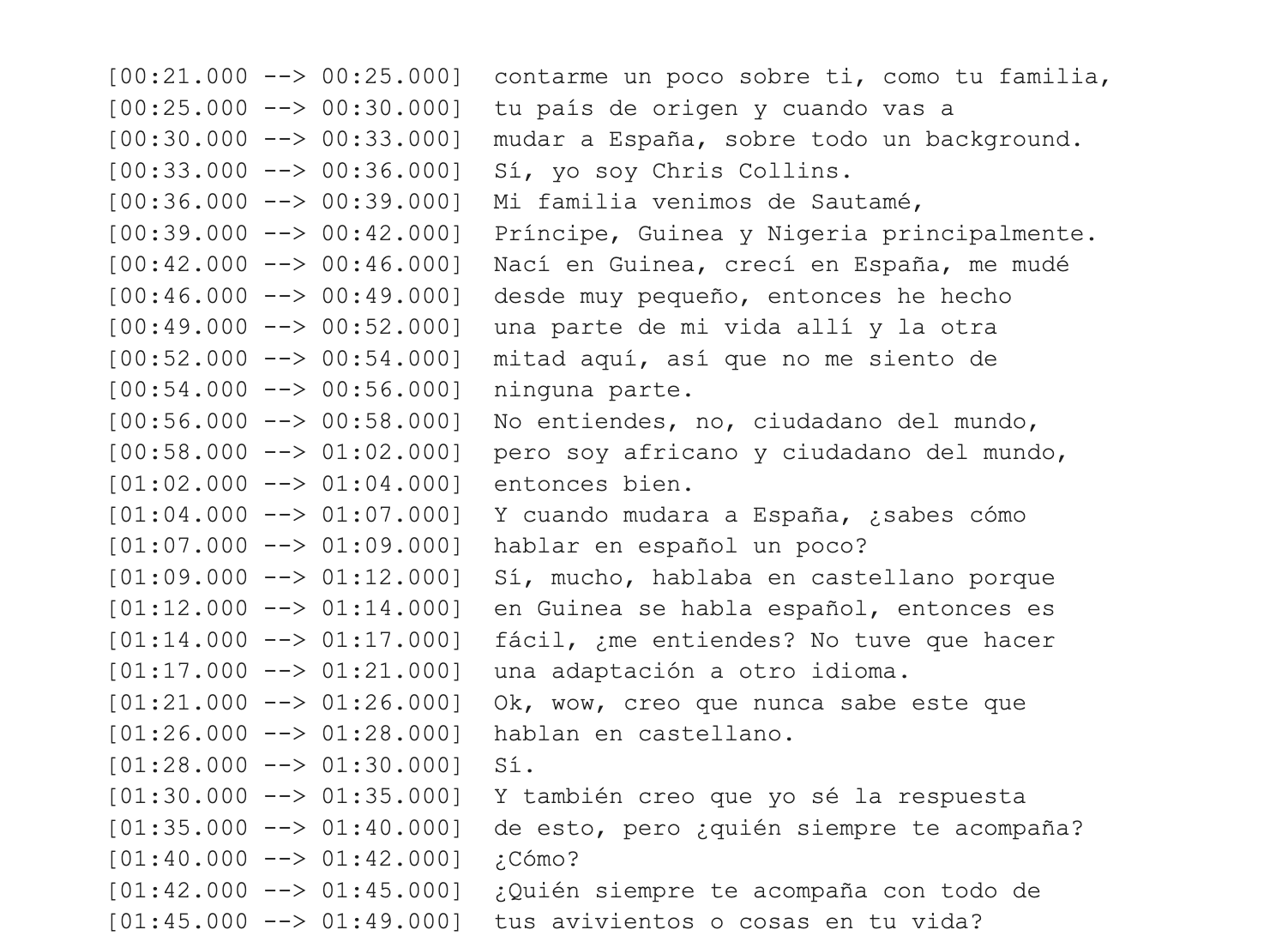 Interview transcript page 1
